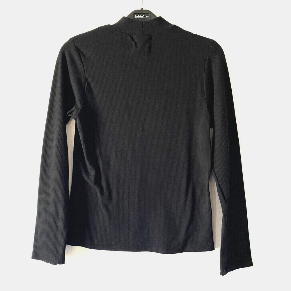 Willow Ribbed Cutout Top Womens XL Black Excellent Mock Neck Long Sleeve 6151 - Picture 2 of 8